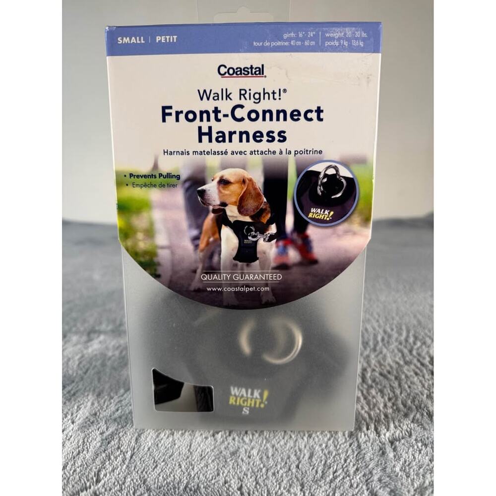 🐶Coastal Walk Right Front-Connect Dog Harness Small Black